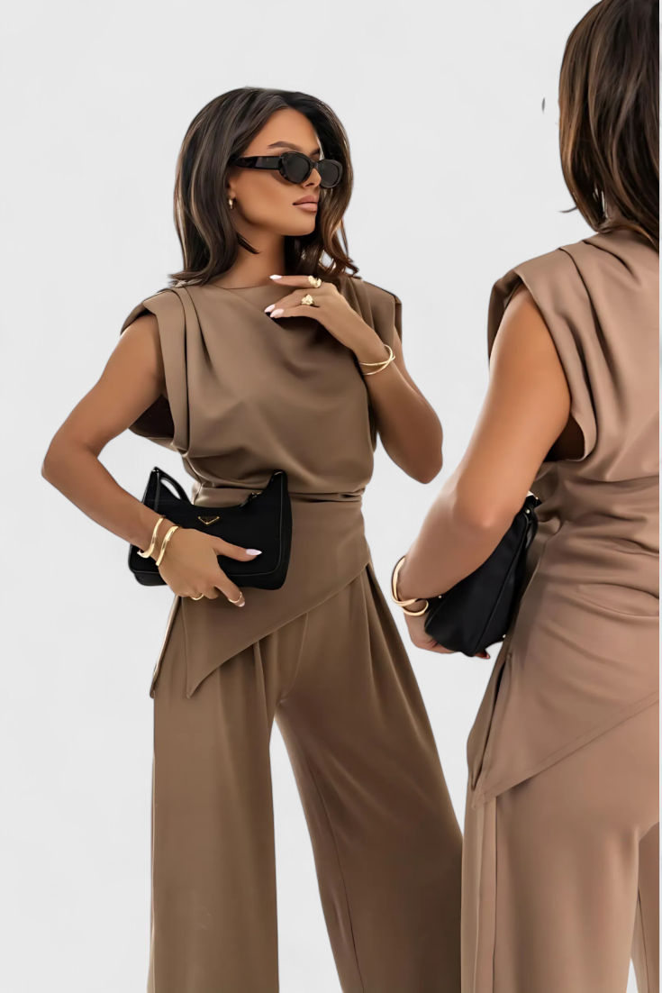 CATALINA™ – Conjunto asimétrico de dos piezas con pantalón palazzo