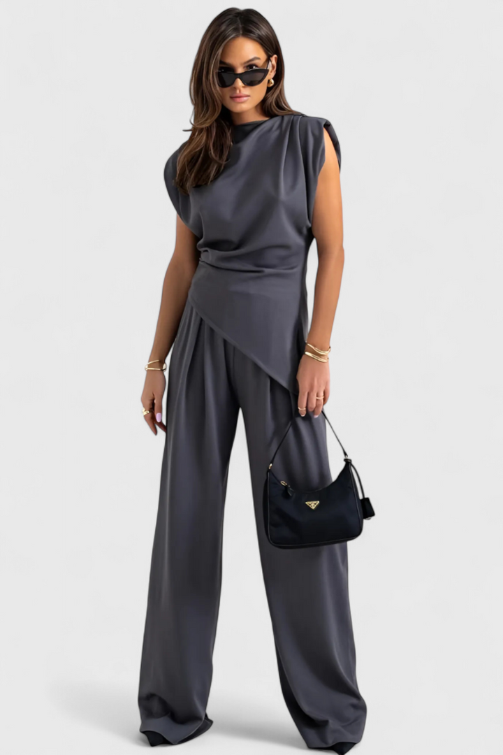 CATALINA™ – Conjunto asimétrico de dos piezas con pantalón palazzo