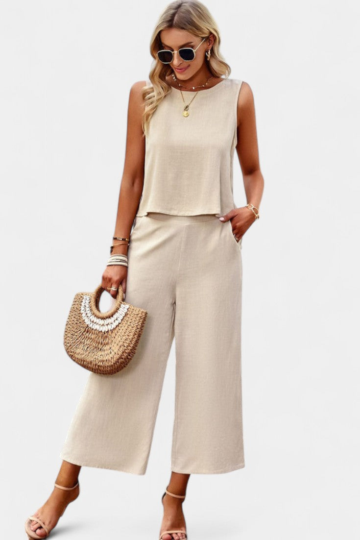Lavinia Conjunto de Top y Shorts Fluidos Boho