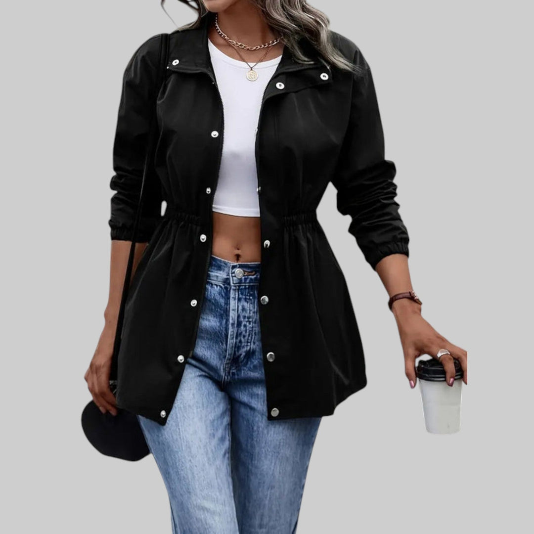 Olivia - Chaqueta elegante de longitud media con cremallera y protección contra el viento