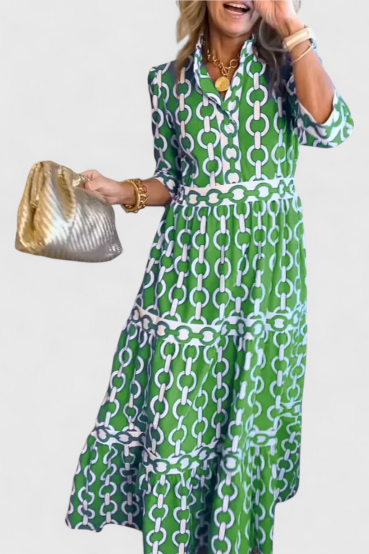 Casilda Vestido Midi con Estampado de Cadenas