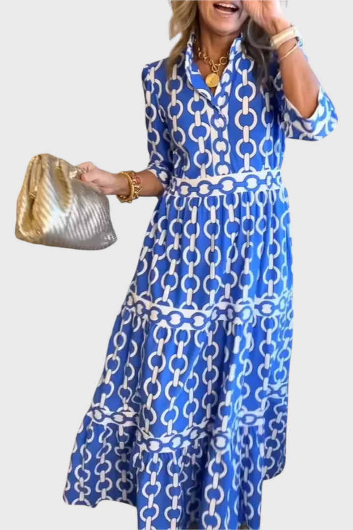 Casilda Vestido Midi con Estampado de Cadenas