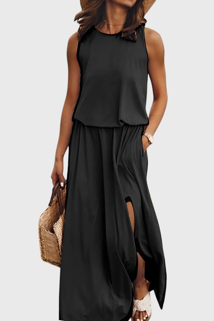 Dianne Vestido Sin Mangas con Abertura Lateral