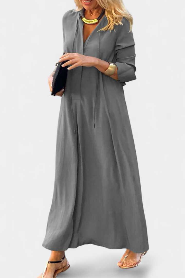 Verónica Vestido Maxi de Manga Larga y Escote en V