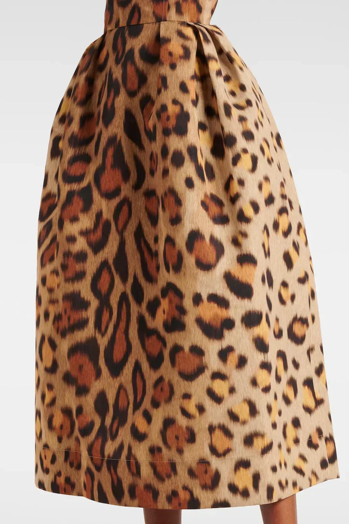 Tiana Vestido Midi Bustier Leopardo