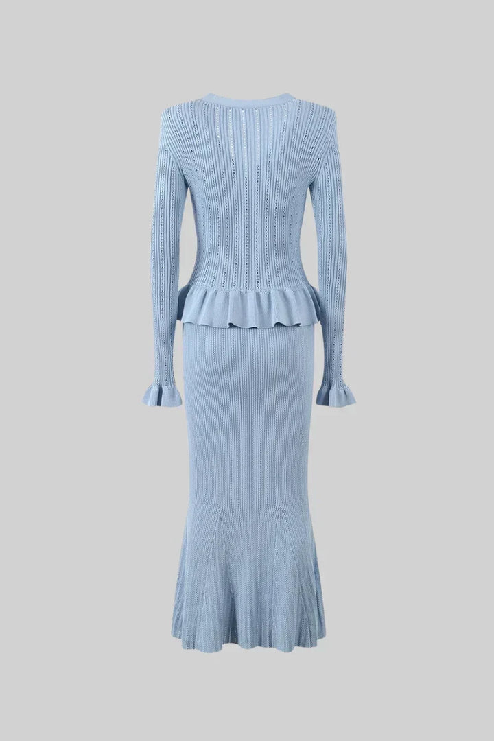 Prudence Conjunto de Vestido Midi de Punto Refinado y Top con Botones