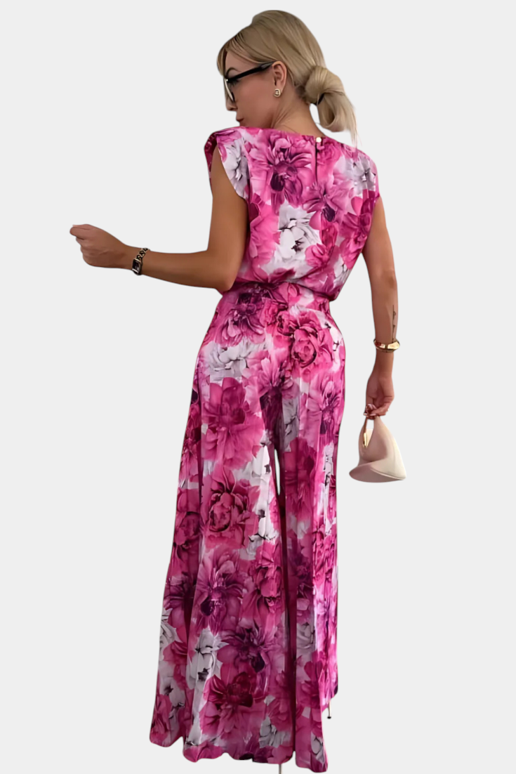 MARIA™ – Conjunto floral con top estructurado y pantalón plisado