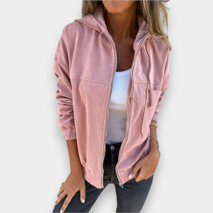Ella | Chaqueta con capucha de pana con cremallera