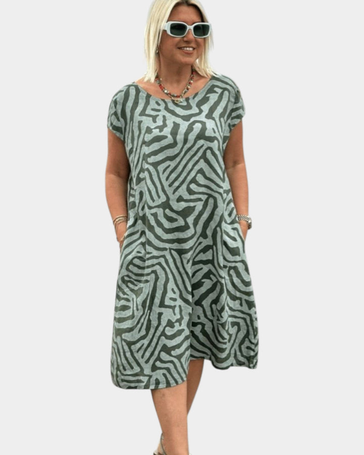 Nelia™ - Vestido de verano con cuello redondo y bonito estampado