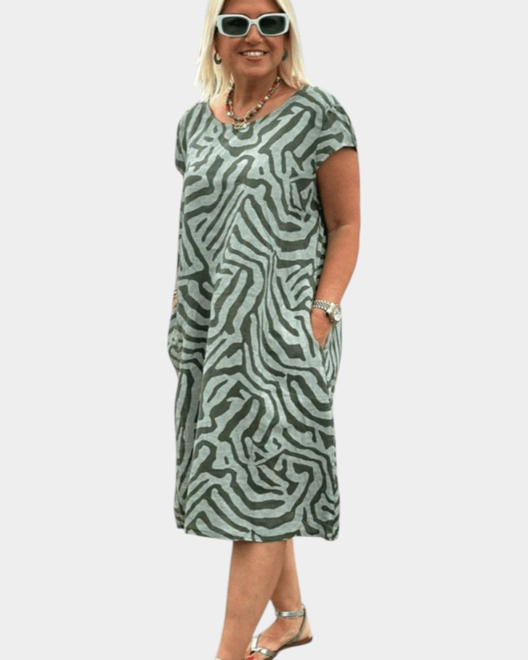 Nelia™ - Vestido de verano con cuello redondo y bonito estampado