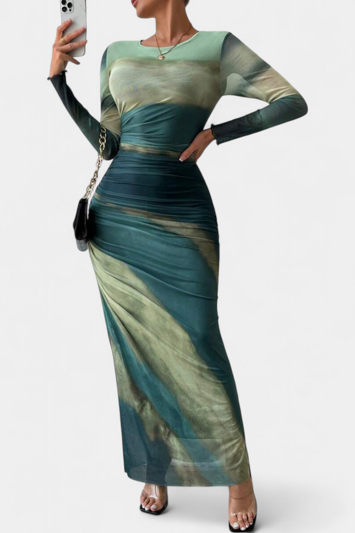 Galene Vestido Midi Ajustado con Capa