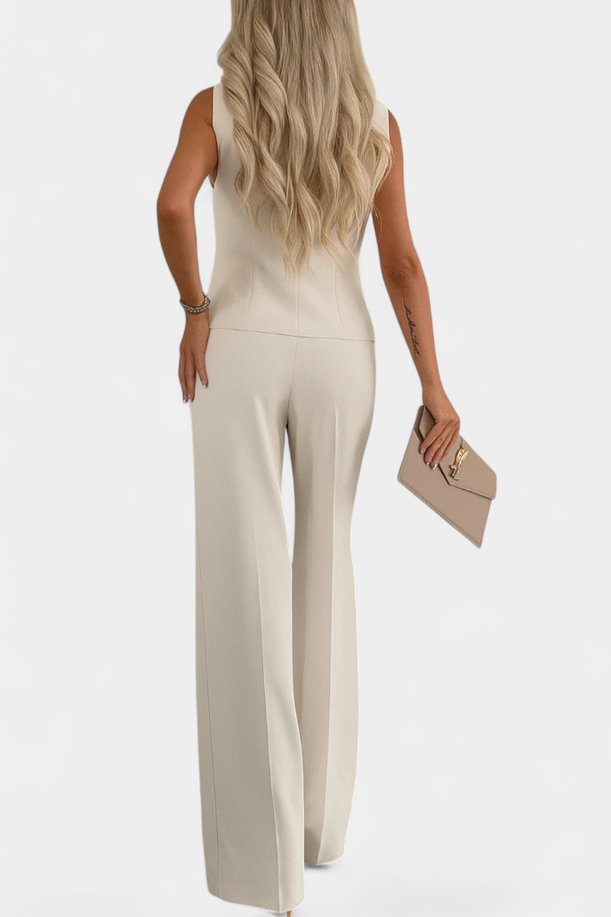 Paloma Conjunto Elegante de 2 Piezas con Blusa sin Mangas y Pantalón Fluido