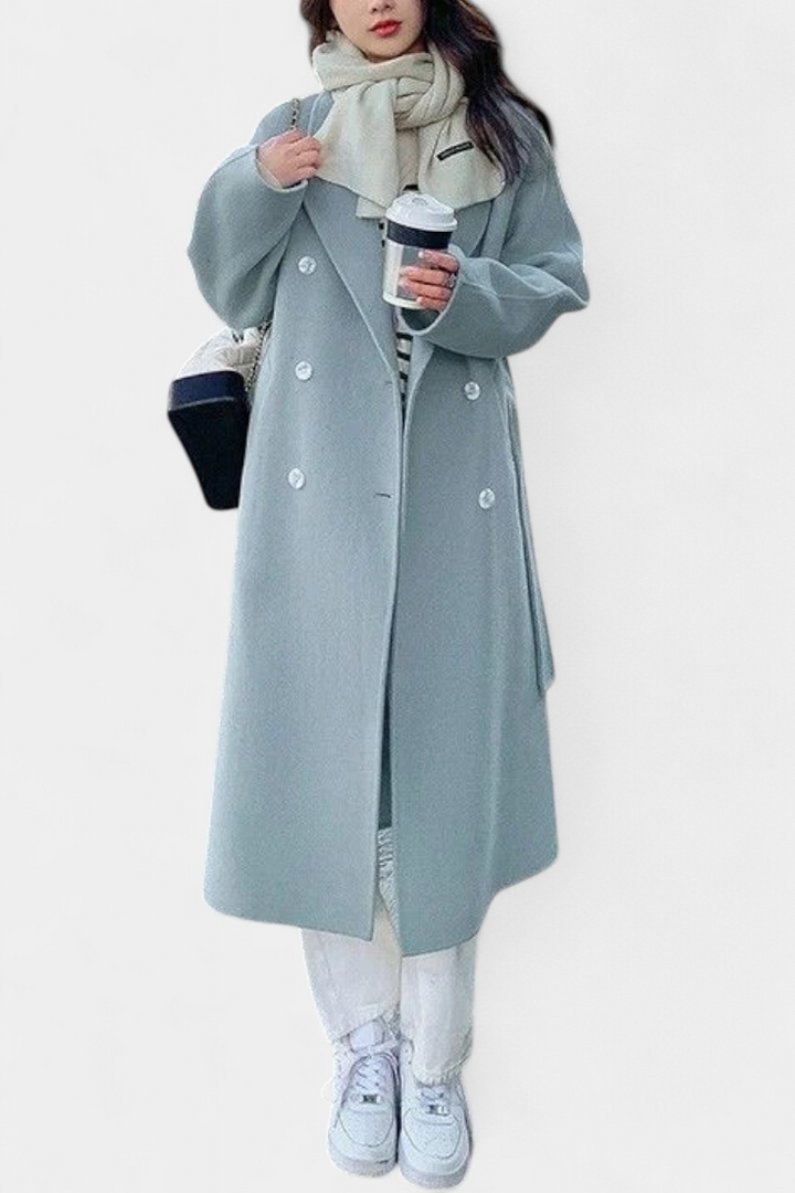 Nadiana Trench Largo con Diseño Atemporal