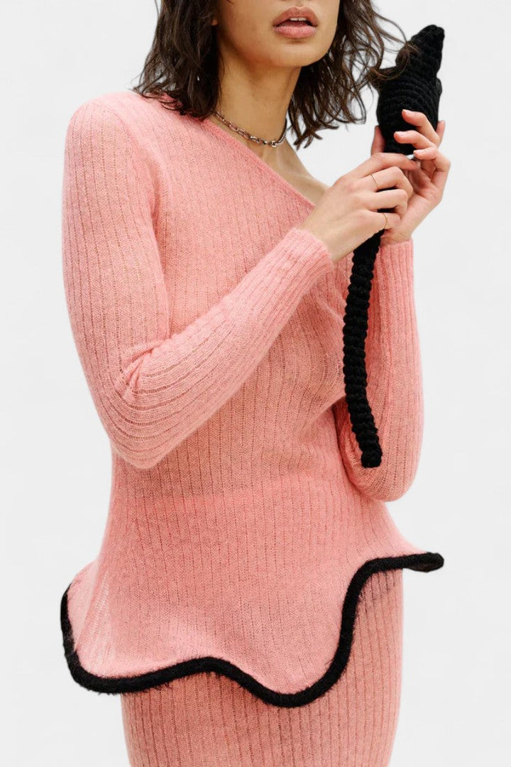 Stormi Conjunto de Falda de Punto con Bordes Volantes