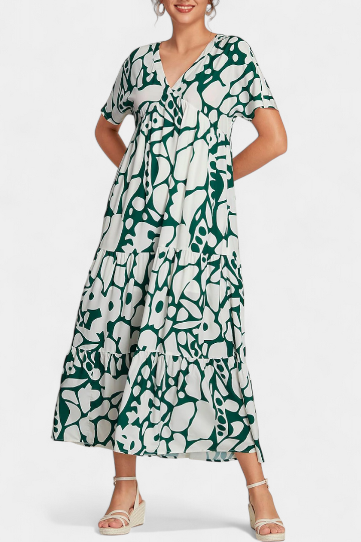 Nélida Vestido Fluido Impreso con Escote en V