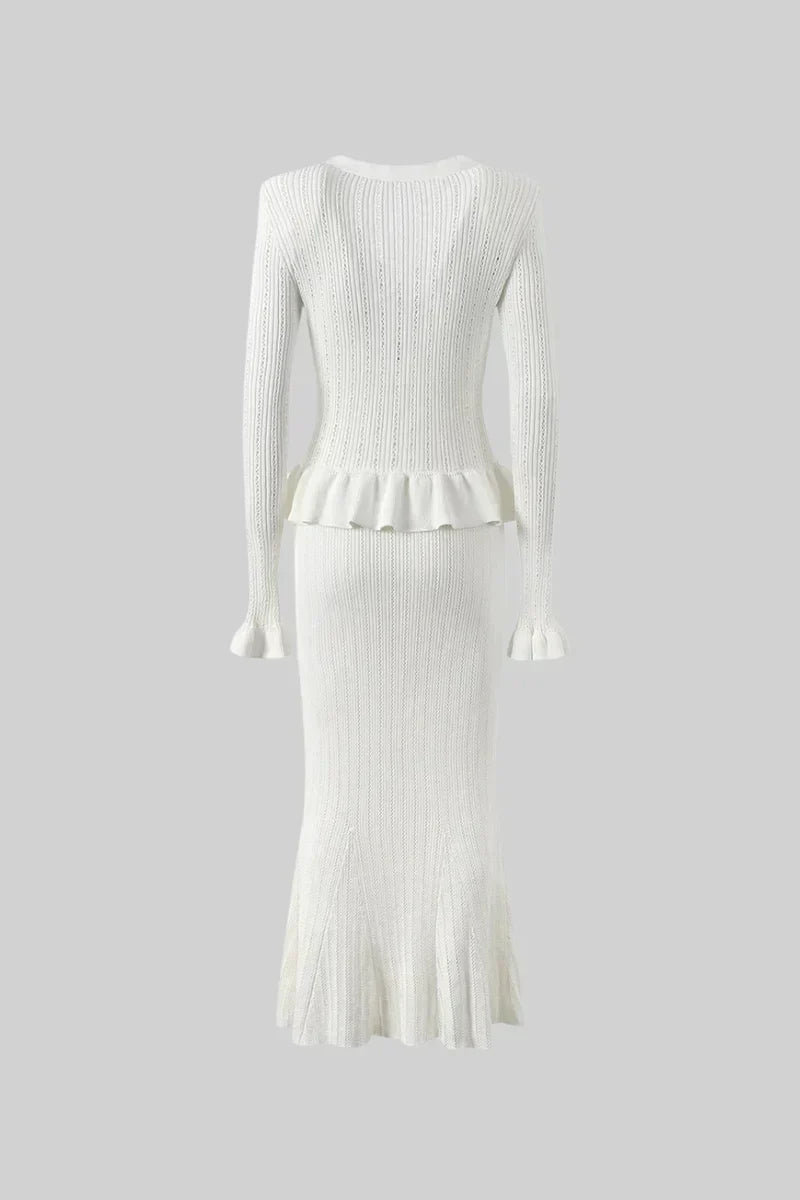 Prudence Conjunto de Vestido Midi de Punto Refinado y Top con Botones