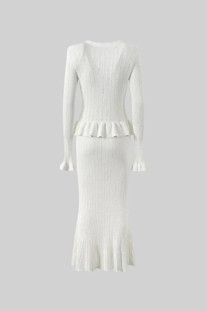 Prudence Conjunto de Vestido Midi de Punto Refinado y Top con Botones